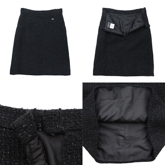 CHANEL setup [Outer material] 86% wool, 10% nylon [Lining] 100% silk black P39053/P39069 Women 38|36 Used Authentic
