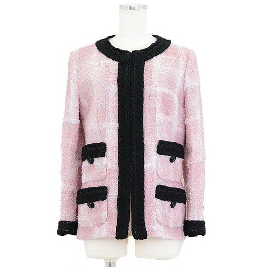 CHANEL Other outerwear [Outer material] 77% cotton, 23% polyamide [Lining] 64% cotton, 36% silk Pink black P71876 Virginie Viard period Women 38 Used Authentic