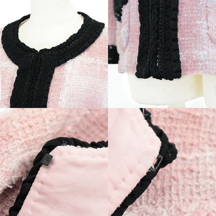 CHANEL Other outerwear [Outer material] 77% cotton, 23% polyamide [Lining] 64% cotton, 36% silk Pink black P71876 Virginie Viard period Women 38 Used Authentic