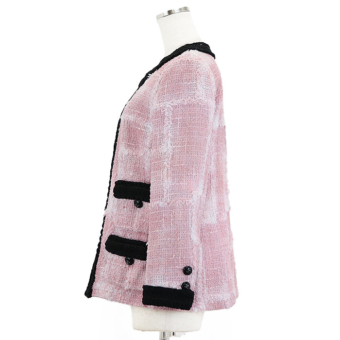 CHANEL Other outerwear [Outer material] 77% cotton, 23% polyamide [Lining] 64% cotton, 36% silk Pink black P71876 Virginie Viard period Women 38 Used Authentic