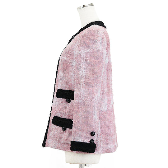 CHANEL Other outerwear [Outer material] 77% cotton, 23% polyamide [Lining] 64% cotton, 36% silk Pink black P71876 Virginie Viard period Women 38 Used Authentic