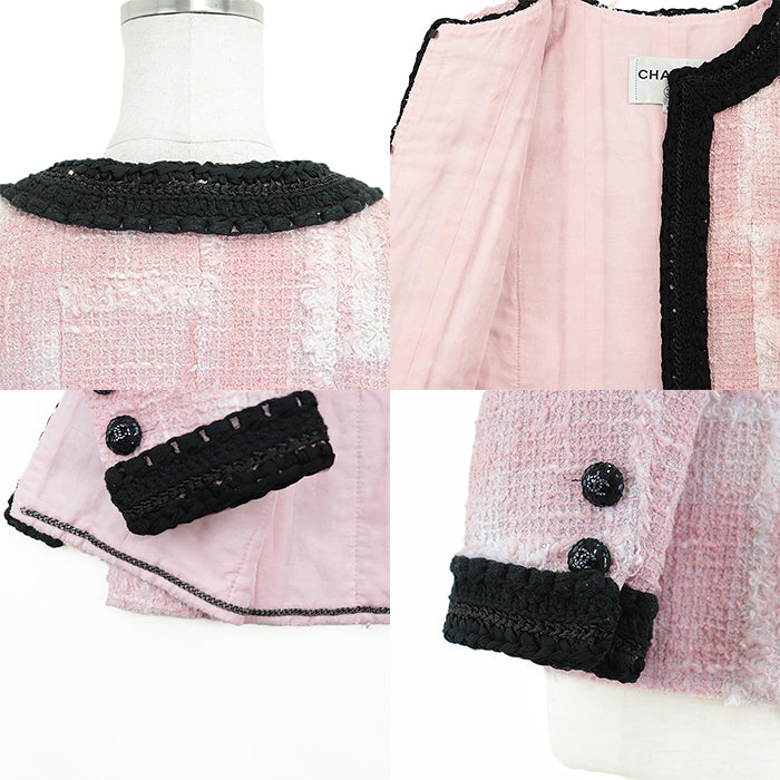 CHANEL Other outerwear [Outer material] 77% cotton, 23% polyamide [Lining] 64% cotton, 36% silk Pink black P71876 Virginie Viard period Women 38 Used Authentic