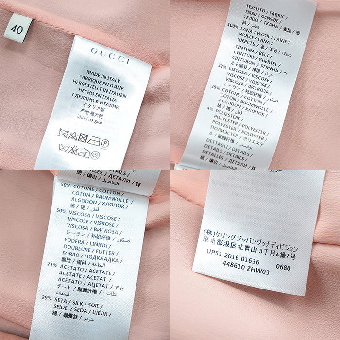GUCCI coat Belt: 58% rayon, 38% cotton, 4% polyester [Outer fabric] 100% wool [Lining] 71% acetate, 29% silk [Other fabric] 50% rayon, 50% cotton black red blue 448610 ZHW03 Women 40 Used Authentic