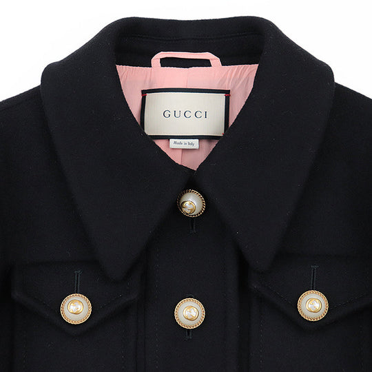 GUCCI coat Belt: 58% rayon, 38% cotton, 4% polyester [Outer fabric] 100% wool [Lining] 71% acetate, 29% silk [Other fabric] 50% rayon, 50% cotton black red blue 448610 ZHW03 Women 40 Used Authentic
