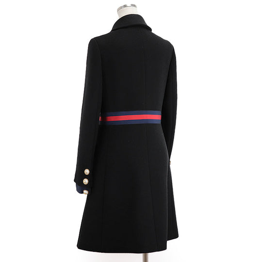 GUCCI coat Belt: 58% rayon, 38% cotton, 4% polyester [Outer fabric] 100% wool [Lining] 71% acetate, 29% silk [Other fabric] 50% rayon, 50% cotton black red blue 448610 ZHW03 Women 40 Used Authentic