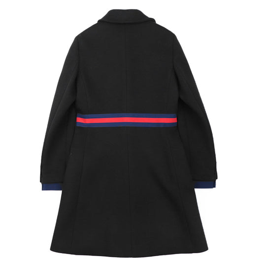 GUCCI coat Belt: 58% rayon, 38% cotton, 4% polyester [Outer fabric] 100% wool [Lining] 71% acetate, 29% silk [Other fabric] 50% rayon, 50% cotton black red blue 448610 ZHW03 Women 40 Used Authentic