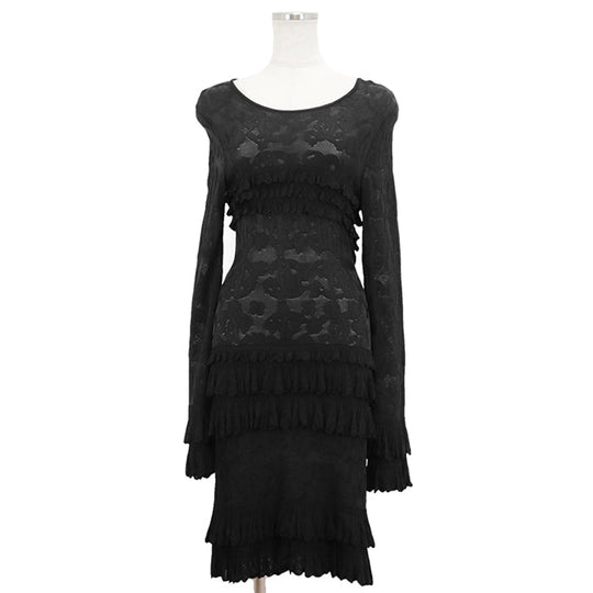 CHANEL one piece 100% viscose black P63292 Women 38 Used Authentic