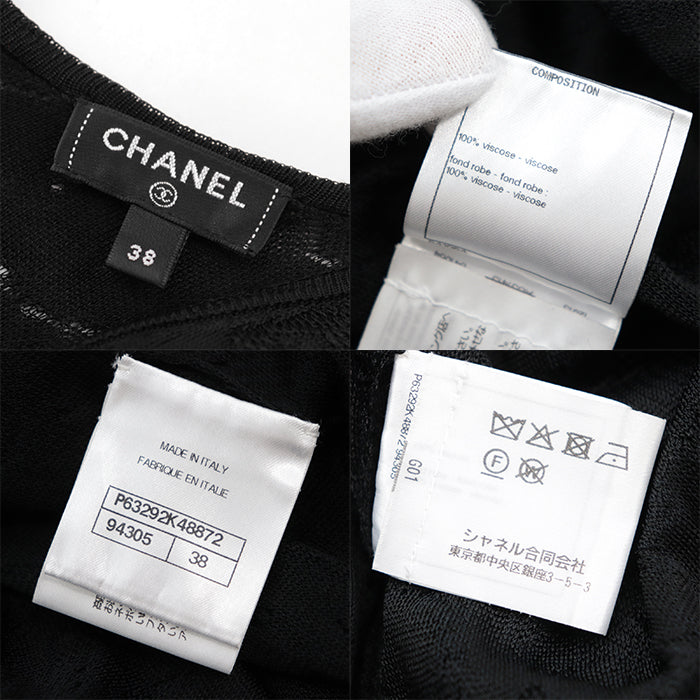 CHANEL one piece 100% viscose black P63292 Women 38 Used Authentic
