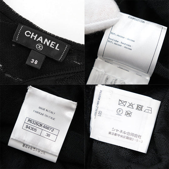 CHANEL one piece 100% viscose black P63292 Women 38 Used Authentic