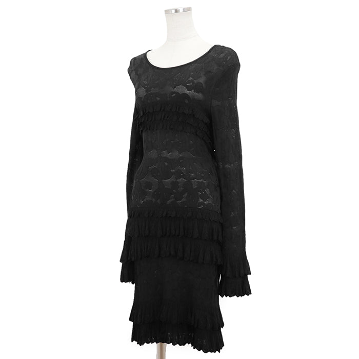 CHANEL one piece 100% viscose black P63292 Women 38 Used Authentic