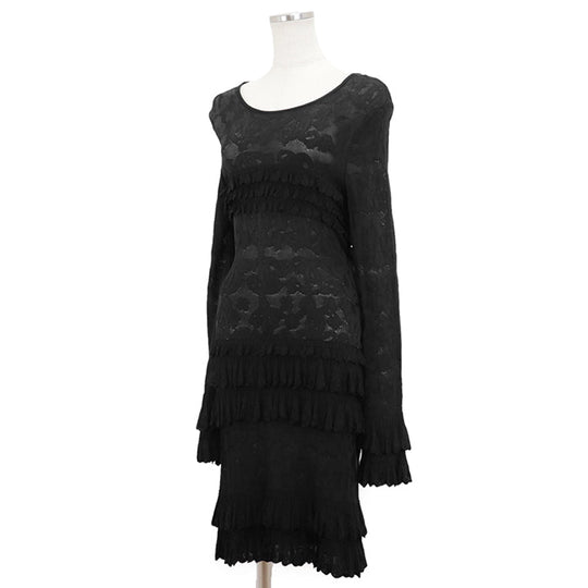 CHANEL one piece 100% viscose black P63292 Women 38 Used Authentic