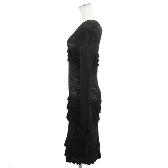CHANEL one piece 100% viscose black P63292 Women 38 Used Authentic