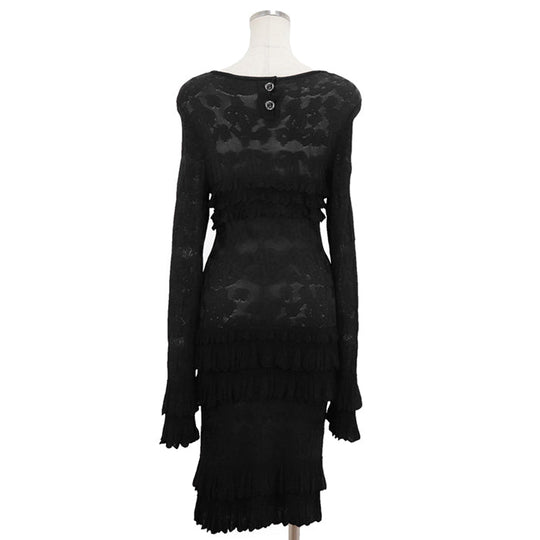 CHANEL one piece 100% viscose black P63292 Women 38 Used Authentic