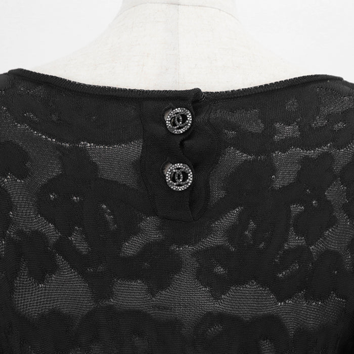 CHANEL one piece 100% viscose black P63292 Women 38 Used Authentic