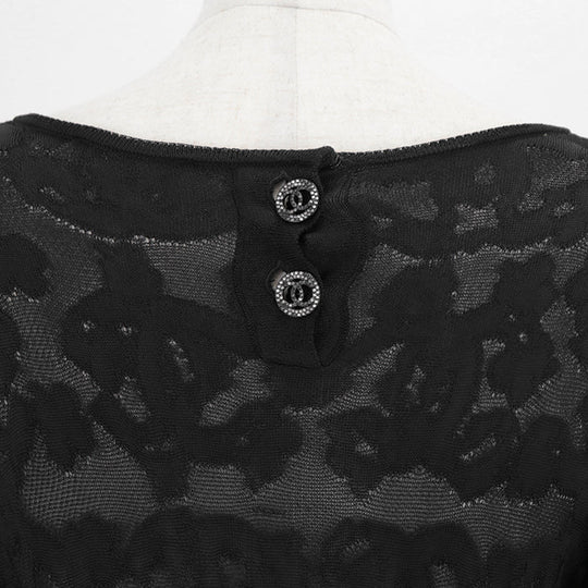 CHANEL one piece 100% viscose black P63292 Women 38 Used Authentic