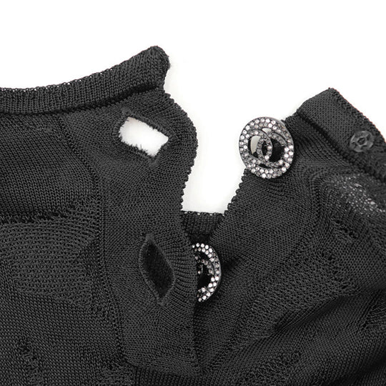 CHANEL one piece 100% viscose black P63292 Women 38 Used Authentic