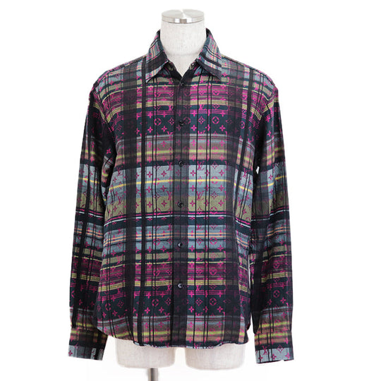 LOUIS VUITTON Long sleeve shirt [Outer material] 72% cotton, 28% silk multicolor RM211 ZVP HKS71W mens XXL Used Authentic