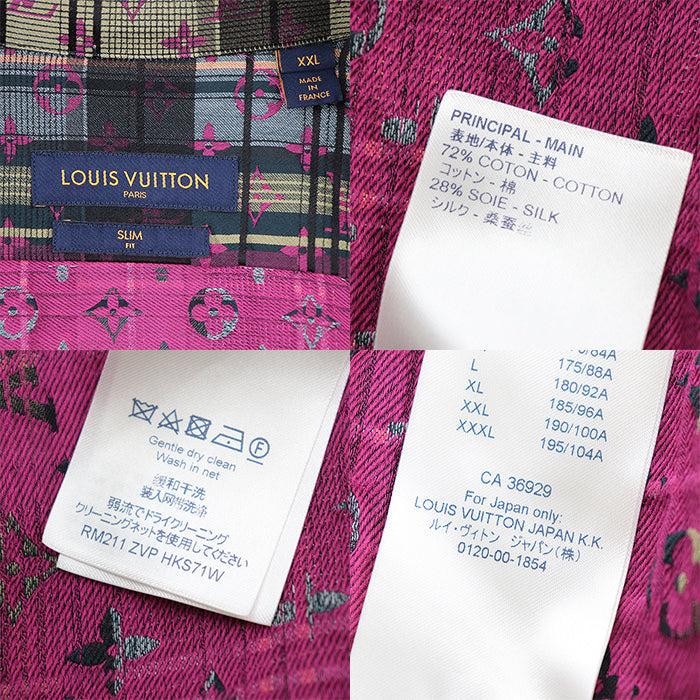 LOUIS VUITTON Long sleeve shirt [Outer material] 72% cotton, 28% silk multicolor RM211 ZVP HKS71W mens XXL Used Authentic