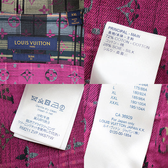 LOUIS VUITTON Long sleeve shirt [Outer material] 72% cotton, 28% silk multicolor RM211 ZVP HKS71W mens XXL Used Authentic