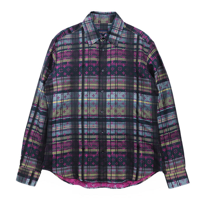 LOUIS VUITTON Long sleeve shirt [Outer material] 72% cotton, 28% silk multicolor RM211 ZVP HKS71W mens XXL Used Authentic