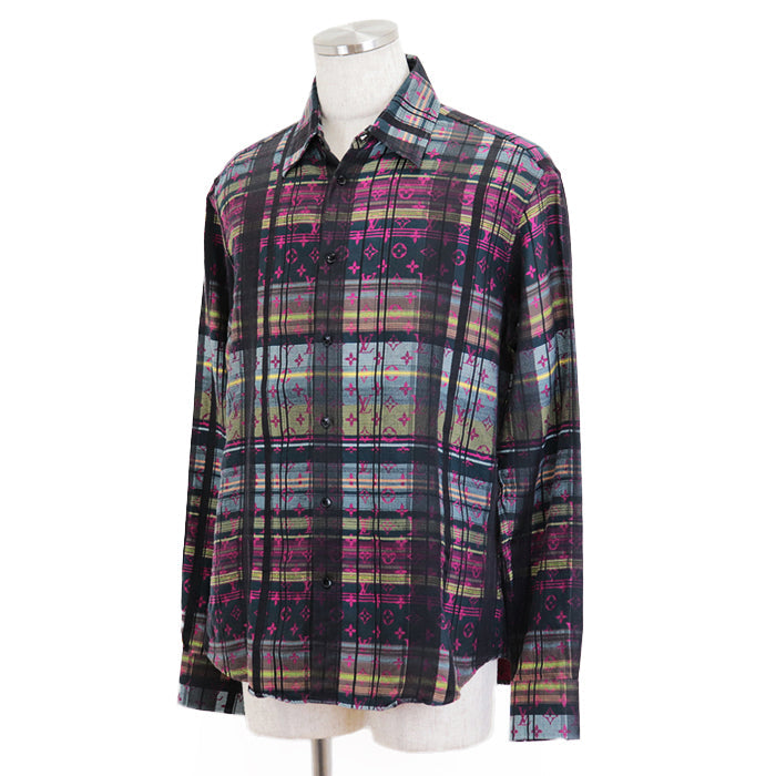 LOUIS VUITTON Long sleeve shirt [Outer material] 72% cotton, 28% silk multicolor RM211 ZVP HKS71W mens XXL Used Authentic