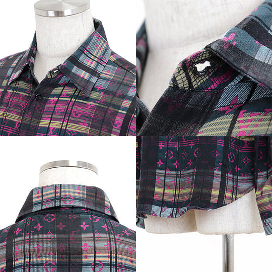 LOUIS VUITTON Long sleeve shirt [Outer material] 72% cotton, 28% silk multicolor RM211 ZVP HKS71W mens XXL Used Authentic
