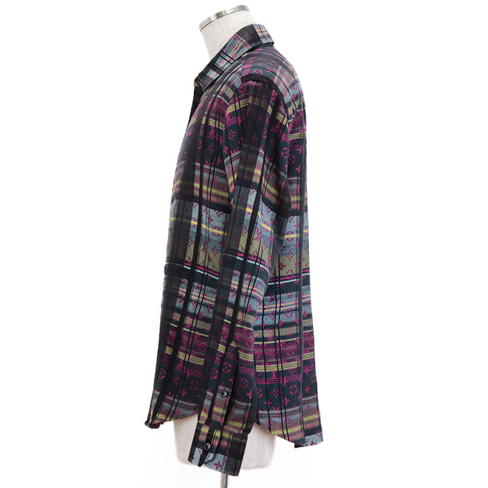 LOUIS VUITTON Long sleeve shirt [Outer material] 72% cotton, 28% silk multicolor RM211 ZVP HKS71W mens XXL Used Authentic