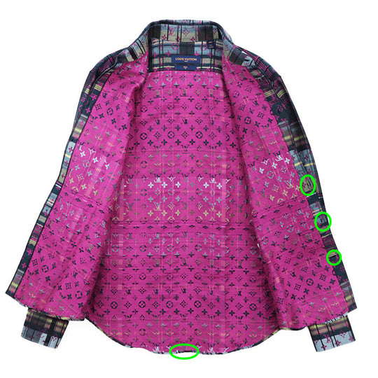 LOUIS VUITTON Long sleeve shirt [Outer material] 72% cotton, 28% silk multicolor RM211 ZVP HKS71W mens XXL Used Authentic