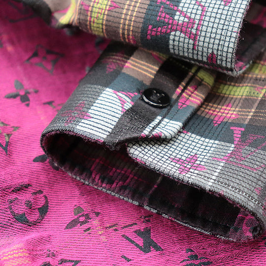 LOUIS VUITTON Long sleeve shirt [Outer material] 72% cotton, 28% silk multicolor RM211 ZVP HKS71W mens XXL Used Authentic