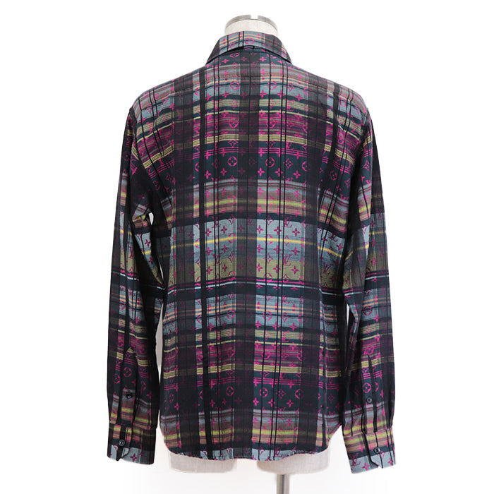 LOUIS VUITTON Long sleeve shirt [Outer material] 72% cotton, 28% silk multicolor RM211 ZVP HKS71W mens XXL Used Authentic
