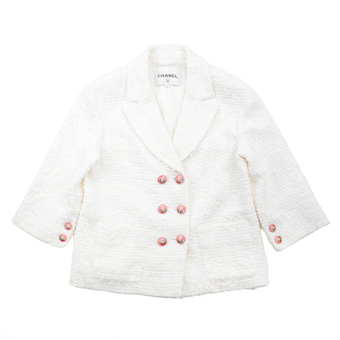 CHANEL Other outerwear [Outer material] 58% nylon, 31% cotton [Lining] 100% silk Ivory Jacket P56048 Women 40 Used Authentic
