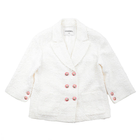 CHANEL Other outerwear [Outer material] 58% nylon, 31% cotton [Lining] 100% silk Ivory Jacket P56048 Women 40 Used Authentic