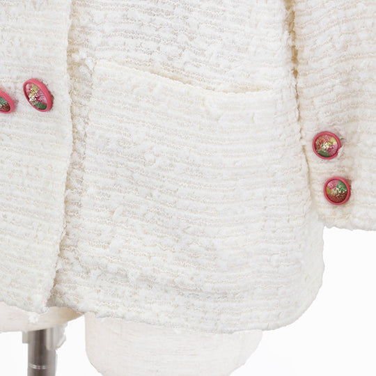 CHANEL Other outerwear [Outer material] 58% nylon, 31% cotton [Lining] 100% silk Ivory Jacket P56048 Women 40 Used Authentic