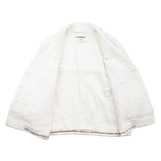 CHANEL Other outerwear [Outer material] 58% nylon, 31% cotton [Lining] 100% silk Ivory Jacket P56048 Women 40 Used Authentic