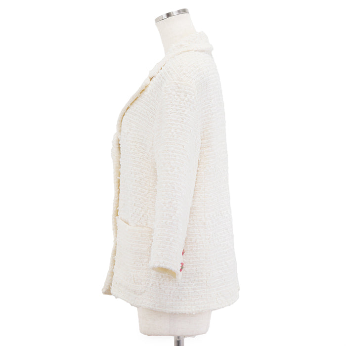 CHANEL Other outerwear [Outer material] 58% nylon, 31% cotton [Lining] 100% silk Ivory Jacket P56048 Women 40 Used Authentic