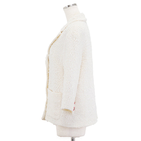 CHANEL Other outerwear [Outer material] 58% nylon, 31% cotton [Lining] 100% silk Ivory Jacket P56048 Women 40 Used Authentic