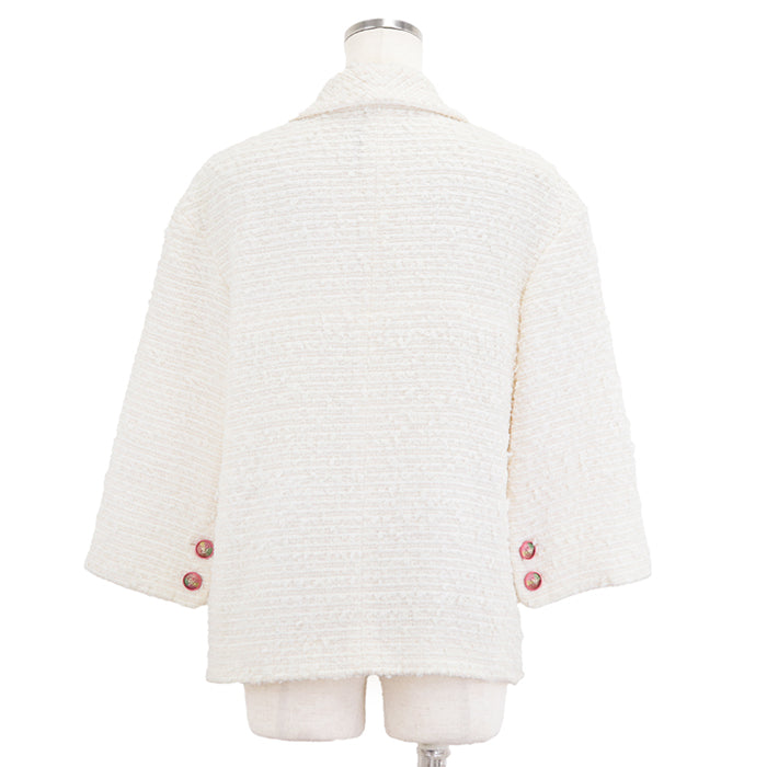 CHANEL Other outerwear [Outer material] 58% nylon, 31% cotton [Lining] 100% silk Ivory Jacket P56048 Women 40 Used Authentic