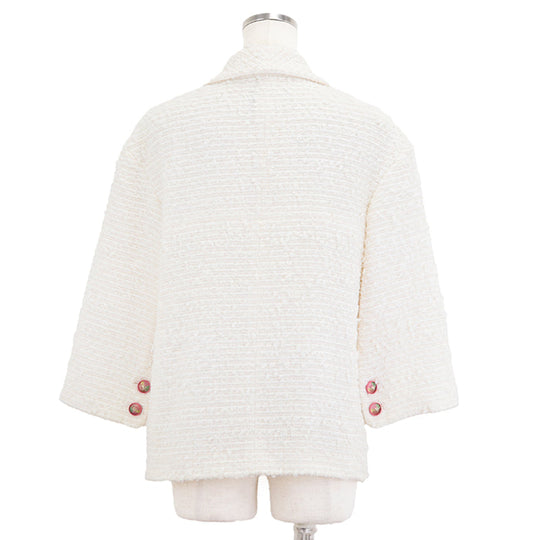 CHANEL Other outerwear [Outer material] 58% nylon, 31% cotton [Lining] 100% silk Ivory Jacket P56048 Women 40 Used Authentic