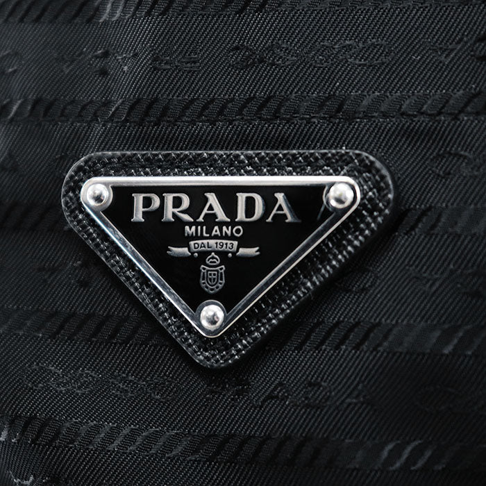 PRADA Short sleeve shirt SC620 S222 11FC 100% recycled polyamide [Leather part] 100% calf leather black mens M Used Authentic