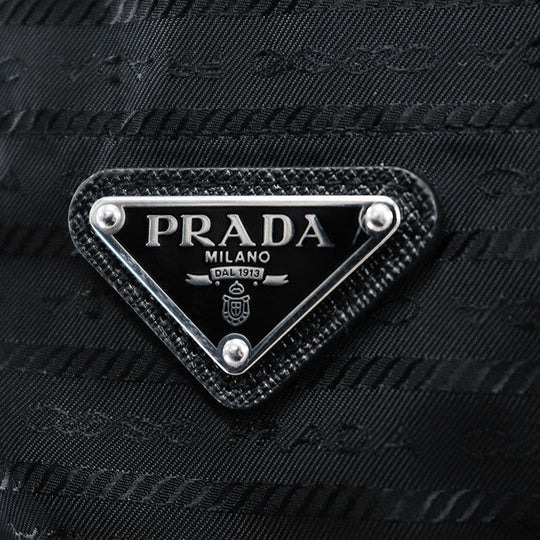 PRADA Short sleeve shirt SC620 S222 11FC 100% recycled polyamide [Leather part] 100% calf leather black mens M Used Authentic
