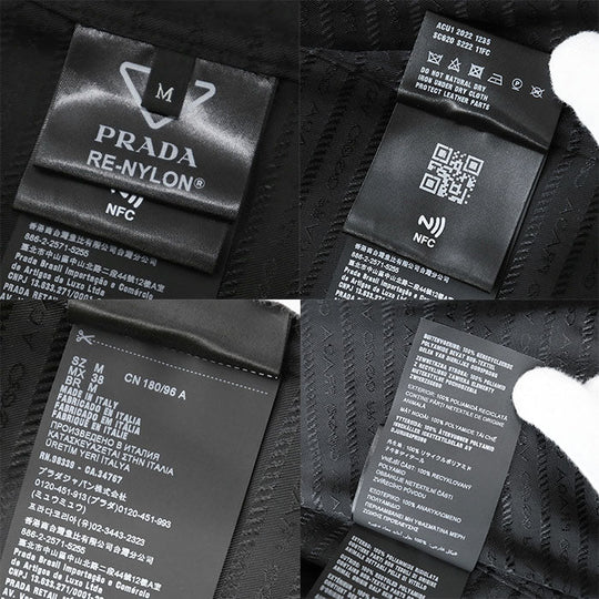PRADA Short sleeve shirt SC620 S222 11FC 100% recycled polyamide [Leather part] 100% calf leather black mens M Used Authentic