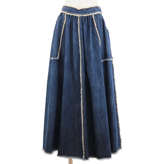 Christian Dior skirt cotton 100% Indigo Women 36 Used Authentic