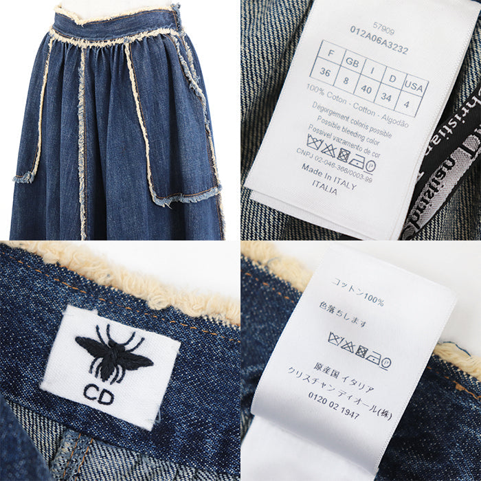 Christian Dior skirt cotton 100% Indigo Women 36 Used Authentic