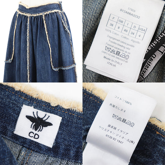 Christian Dior skirt cotton 100% Indigo Women 36 Used Authentic