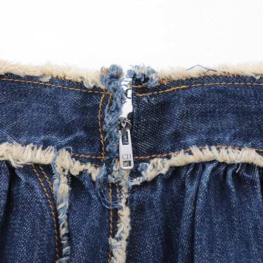 Christian Dior skirt cotton 100% Indigo Women 36 Used Authentic