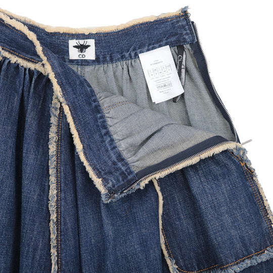Christian Dior skirt cotton 100% Indigo Women 36 Used Authentic