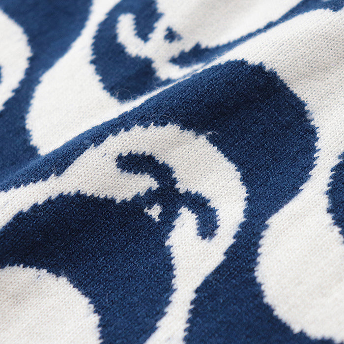 CHANEL sweater Cashmere 100% Blue white P70436 Virginie Viard period Women 40 Used Authentic