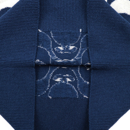 CHANEL sweater Cashmere 100% Blue white P70436 Virginie Viard period Women 40 Used Authentic