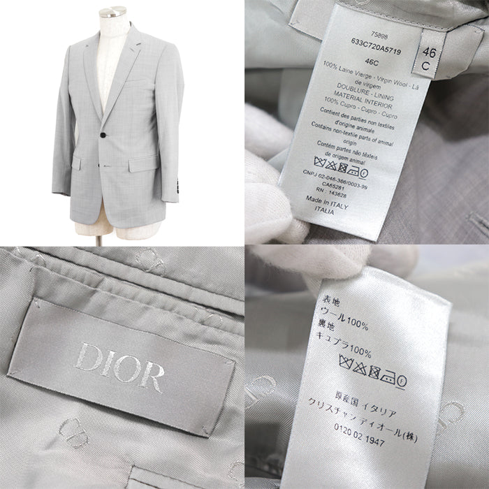 Dior suit [Outer material] 100% wool [Lining] 100% cupra Light gray 633C720A5719 mens 46 C Used Authentic