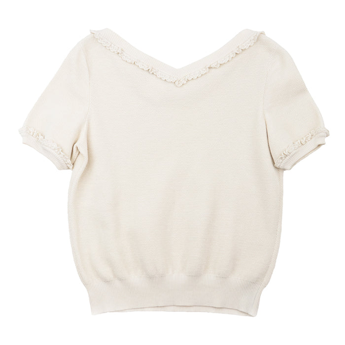CHANEL Cut cotton 100% Ivory P53691 Women 36 Used Authentic